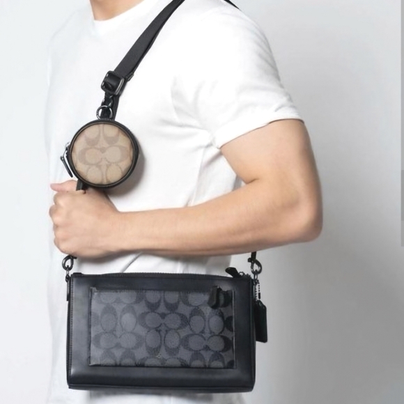 Coach Men Holden Signature Canvas & Leather Crossbody - Charcoal/Black - Picture 5 of 6